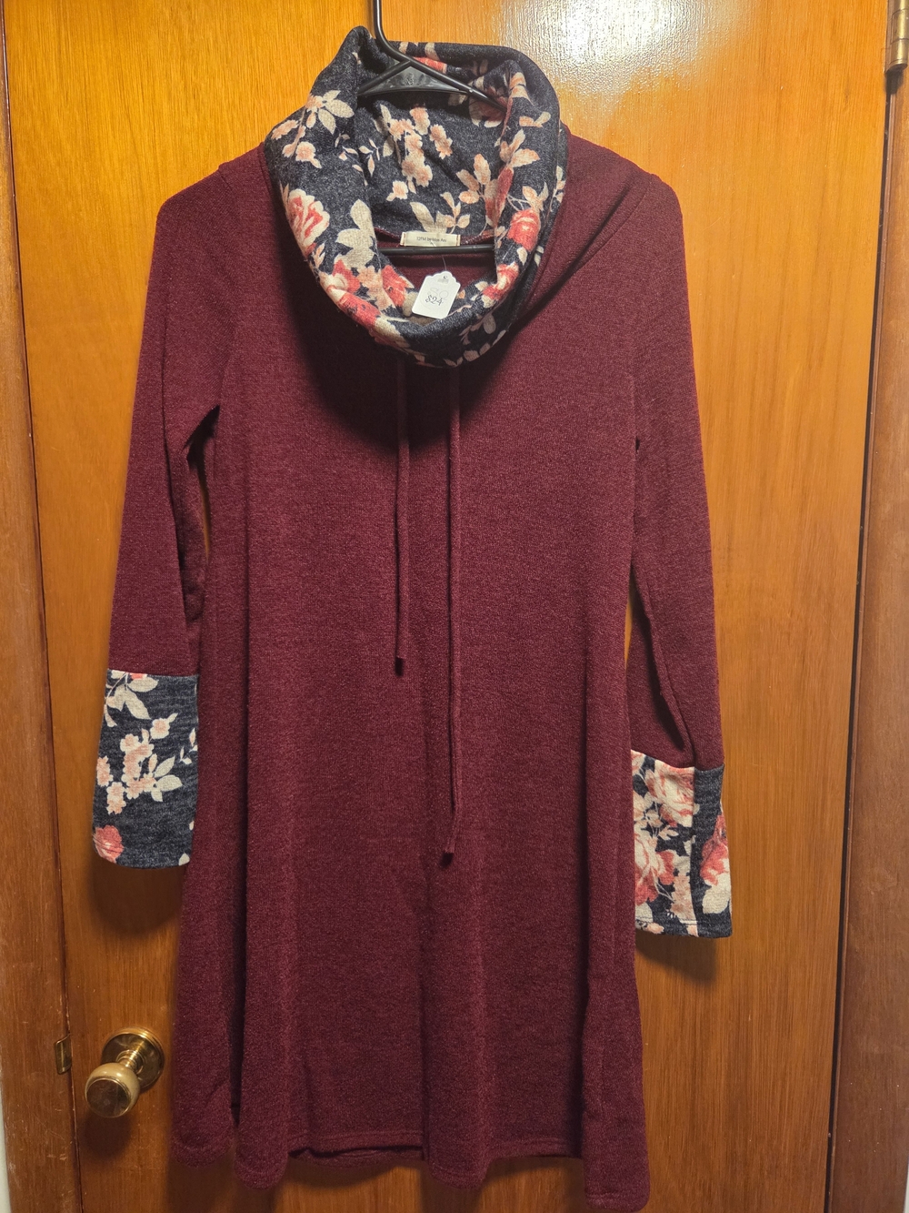 12 Pm By Mon Ami Burgundy Midi Dress with Floral Trim